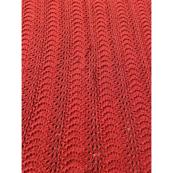 Crochet Baby Or Crib Blanket Red Handmade Shell Stitch Scallop Border - Picture 6 of 8